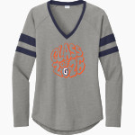 Glenn Grizzlies <span class="pdp-name-mascot">Tom Glenn Grizzlies</span> Sport-Tek Women's Halftime Stripe Long-Sleeve V-Neck T-Shirt Front Thumbnail