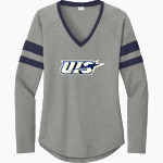 UIS Prairie Stars Sideline Store Sport-Tek Women's Halftime Stripe Long-Sleeve V-Neck T-Shirt Front Thumbnail
