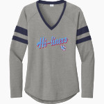 Valley City Public Schools Hi-Liners <span class="pdp-name-mascot">Valley City Public Schools</span> Sport-Tek Women's Halftime Stripe Long-Sleeve V-Neck T-Shirt Front Thumbnail