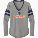 Glenn Grizzlies <span class="pdp-name-mascot">Tom Glenn Grizzlies</span> Sport-Tek Women's Halftime Stripe Long-Sleeve V-Neck T-Shirt Front Thumbnail