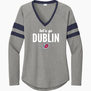 Sport-Tek Women's Halftime Stripe Long-Sleeve V-Neck T-Shirt