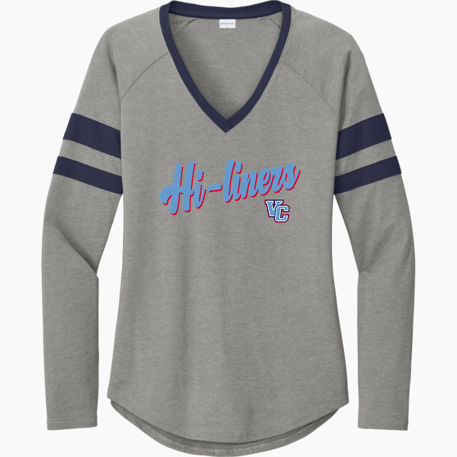 Valley City Public Schools Hi-Liners <span class="pdp-name-mascot">Valley City Public Schools</span> Sport-Tek Women's Halftime Stripe Long-Sleeve V-Neck T-Shirt