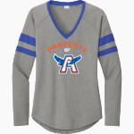 Adams City Middle School <span class="pdp-name-mascot">Adams City</span> Sport-Tek Women's Halftime Stripe Long-Sleeve V-Neck T-Shirt Front Thumbnail