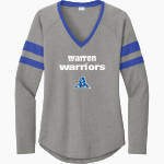 Warren Warriors <span class="pdp-name-mascot">Warren Warriors</span> Sport-Tek Women's Halftime Stripe Long-Sleeve V-Neck T-Shirt Front Thumbnail