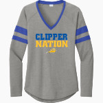 Concordia Clippers Sport-Tek Women's Halftime Stripe Long-Sleeve V-Neck T-Shirt Front Thumbnail