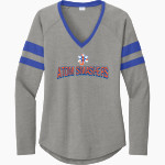 Johnson Atom Smashers <span class="pdp-name-mascot">Sol C. Johnson Atom Smashers</span> Sport-Tek Women's Halftime Stripe Long-Sleeve V-Neck T-Shirt Front Thumbnail