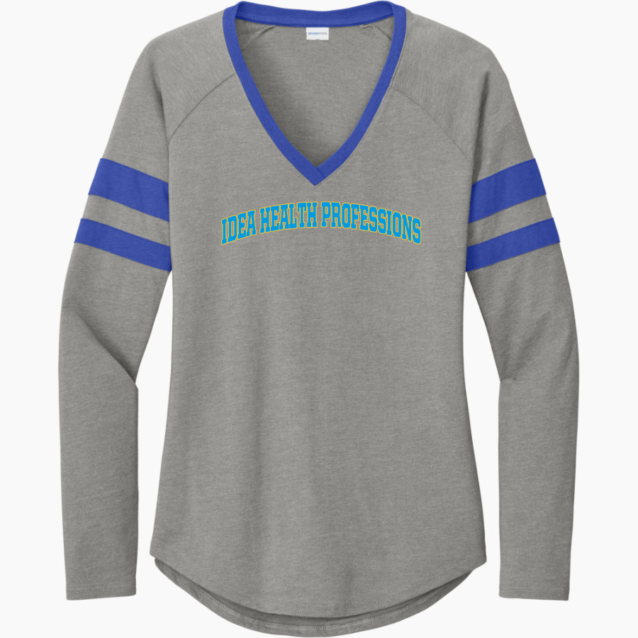IDEA Academy Health Professions <span class="pdp-name-mascot">IDEA Academy Health Professions</span> Sport-Tek Women's Halftime Stripe Long-Sleeve V-Neck T-Shirt