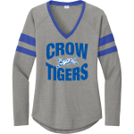 Crow Tigers <span class="pdp-name-mascot">Crow Middle School Tigers</span> Sport-Tek Women's Halftime Stripe Long-Sleeve V-Neck T-Shirt Front Thumbnail