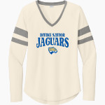 Divine Savior Academy Jaguars <span class="pdp-name-mascot">Divine Savior Academy Jaguars</span> Sport-Tek Women's Halftime Stripe Long-Sleeve V-Neck T-Shirt Front Thumbnail