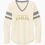 Woodland Baptist Eagles <span class="pdp-name-mascot">Woodland Baptist Christian School Eagles</span> Sport-Tek Women's Halftime Stripe Long-Sleeve V-Neck T-Shirt Front Thumbnail