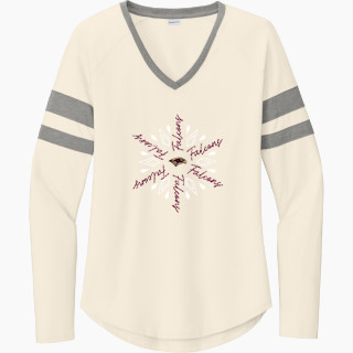 Sport-Tek Women's Halftime Stripe Long-Sleeve V-Neck T-Shirt