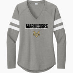 Mt Vernon Marauders <span class="pdp-name-mascot">Mt. Vernon Marauders</span> Sport-Tek Women's Halftime Stripe Long-Sleeve V-Neck T-Shirt Front Thumbnail