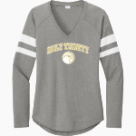 Holy Trinity Hawks <span class="pdp-name-mascot">Holy Trinity Hawks</span> Sport-Tek Women's Halftime Stripe Long-Sleeve V-Neck T-Shirt Front Thumbnail