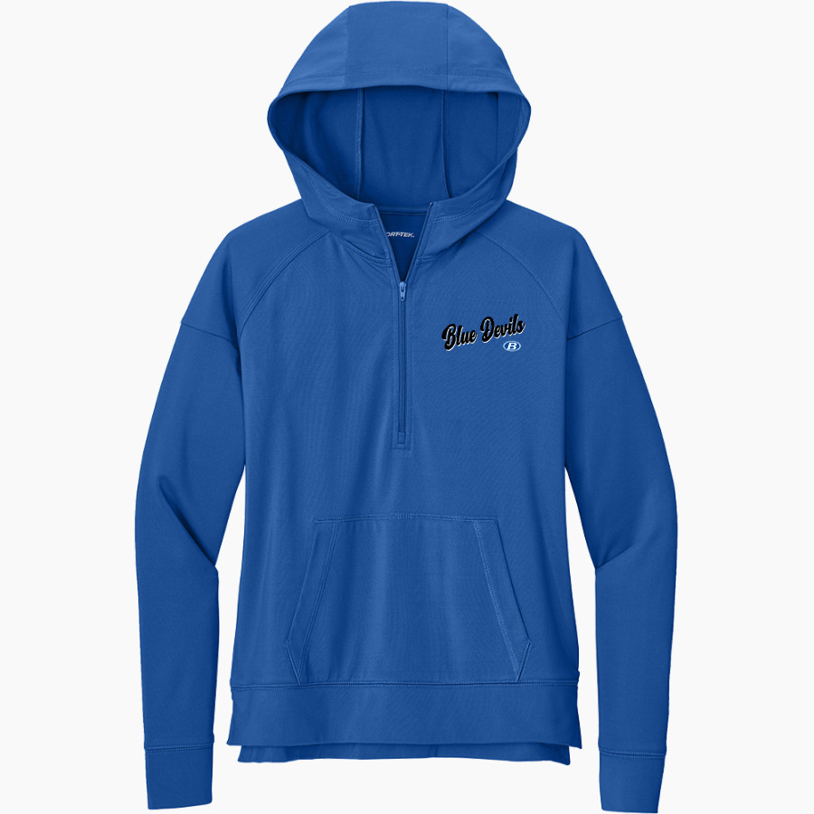 BRUNSWICK ATHLETIC FOUNDATION GO BIG BLUE <span class="pdp-name-mascot">BRUNSWICK BLUE DEVILS</span> Sport-Tek Women's Sport Wicking Stretch 1/2 Zip Hoodie