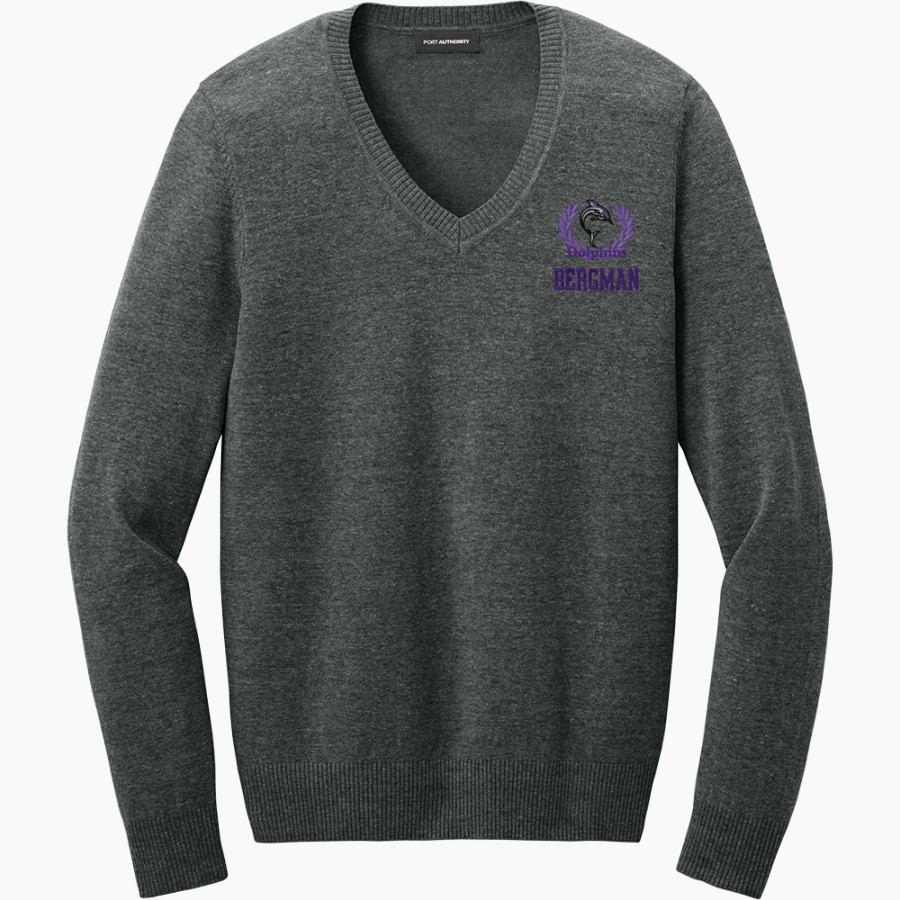 Bergman Dolphins <span class="pdp-name-mascot">Frank V. Bergman Elementary Dolphins</span> Port Authority Women's Easy Care V-Neck Sweater