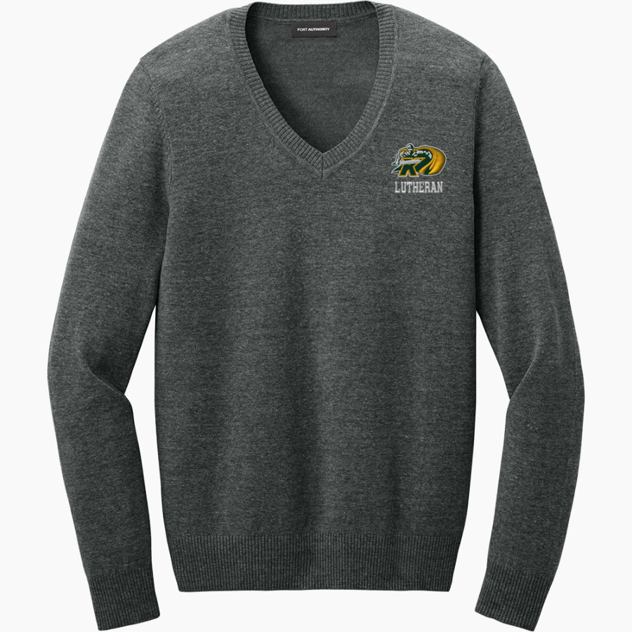 Lutheran Knights Port Authority Women's Easy Care V-Neck Sweater