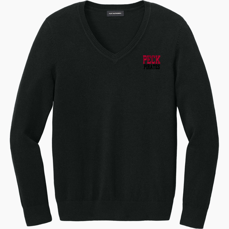 PECK COMMUNITY Pirates Port Authority Women's Easy Care V-Neck Sweater