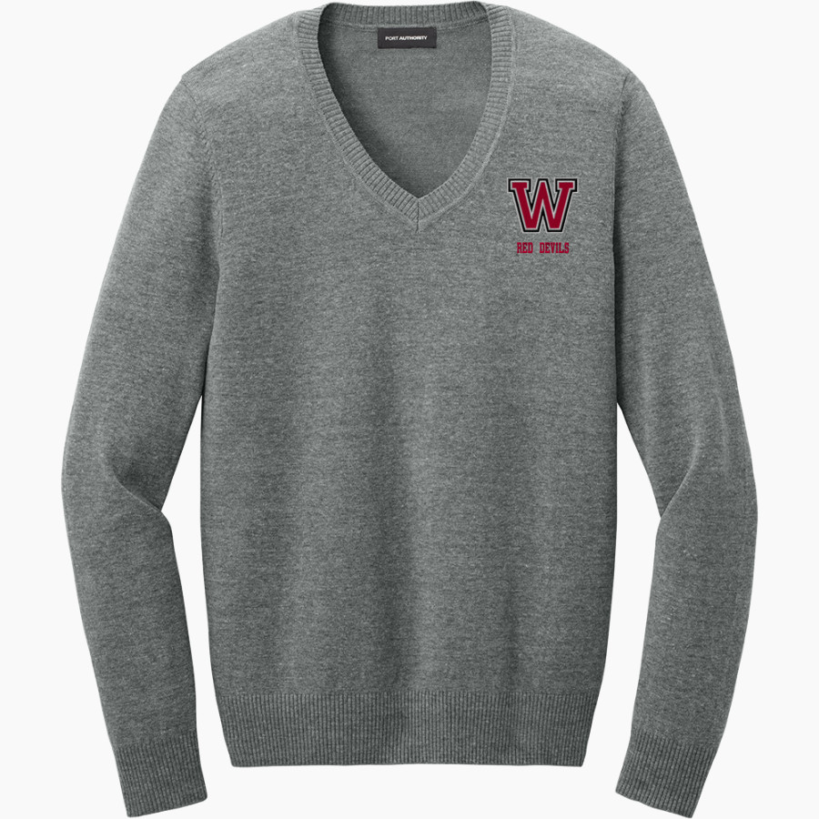 WILLISTON HIGH SCHOOL RED DEVILS Port Authority Women's Easy Care V-Neck Sweater