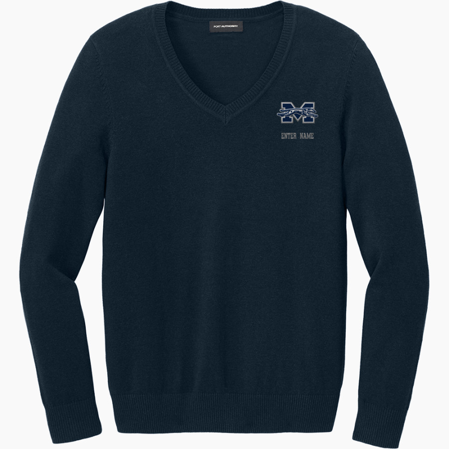 Moravian University Greyhounds <span class="pdp-name-mascot">Moravian University Greyhounds</span> Port Authority Women's Easy Care V-Neck Sweater