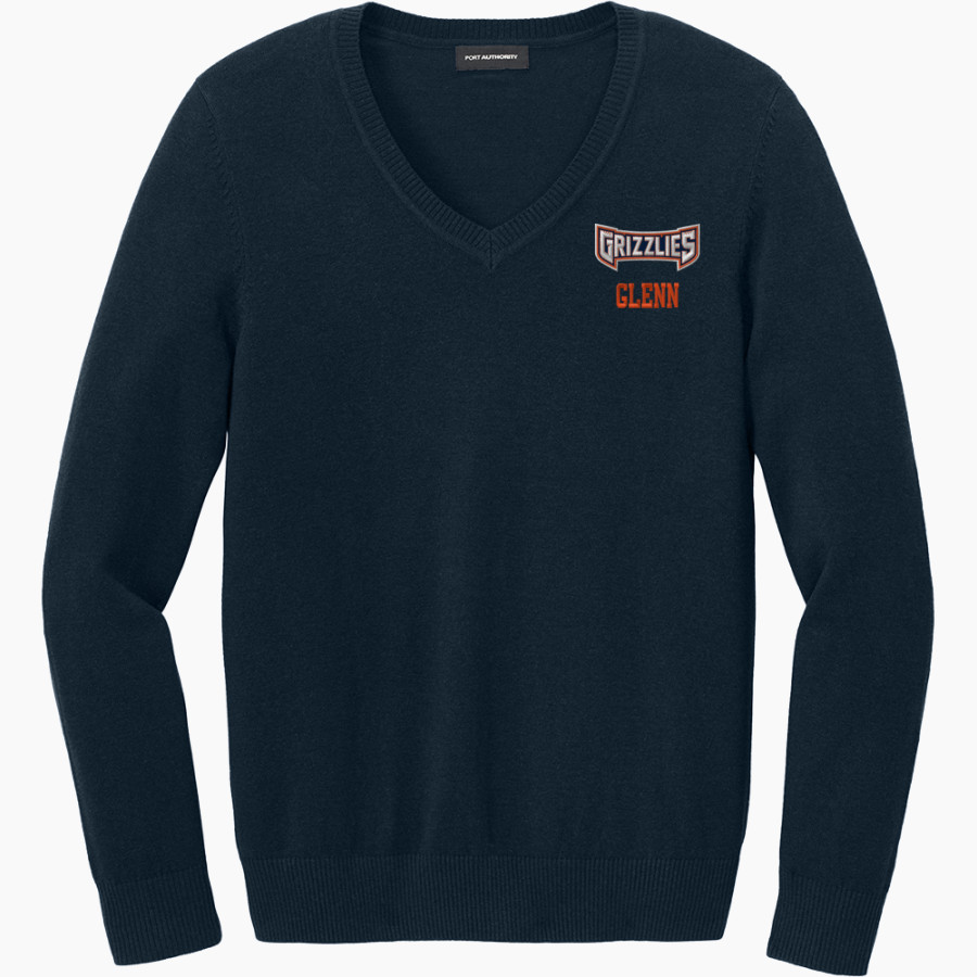Glenn Grizzlies <span class="pdp-name-mascot">Tom Glenn Grizzlies</span> Port Authority Women's Easy Care V-Neck Sweater