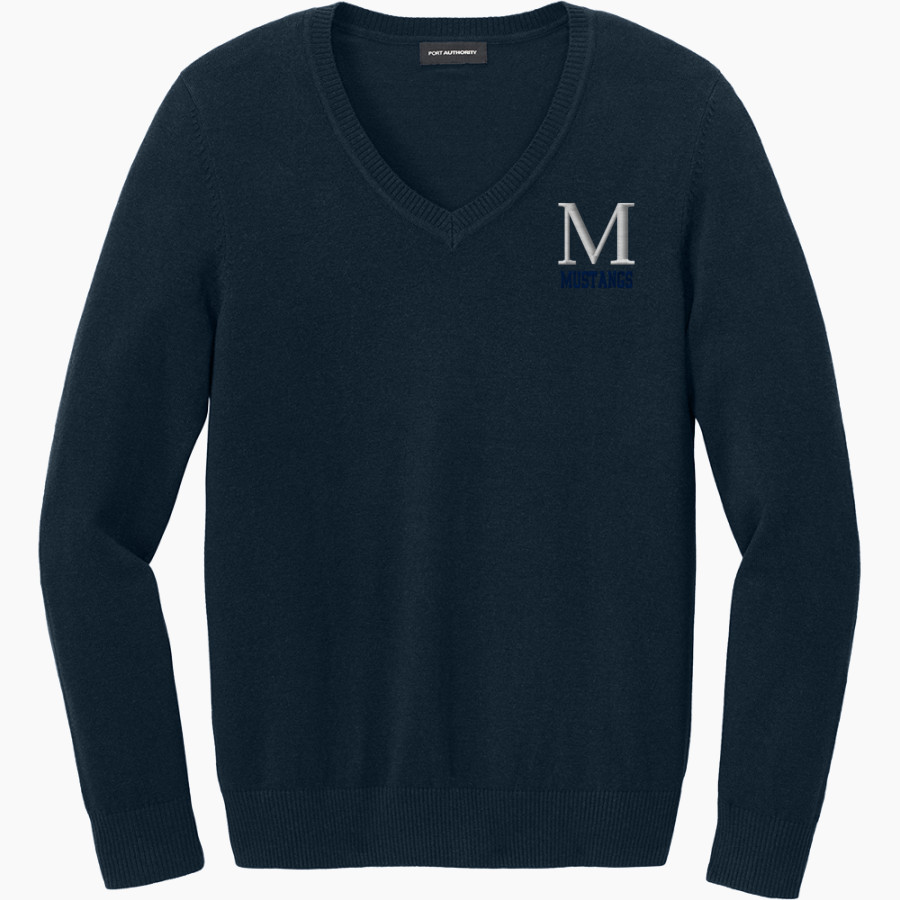 Meadows School The Official Store of the Mustangs <span class="pdp-name-mascot">Meadows School Mustangs</span> Port Authority Women's Easy Care V-Neck Sweater