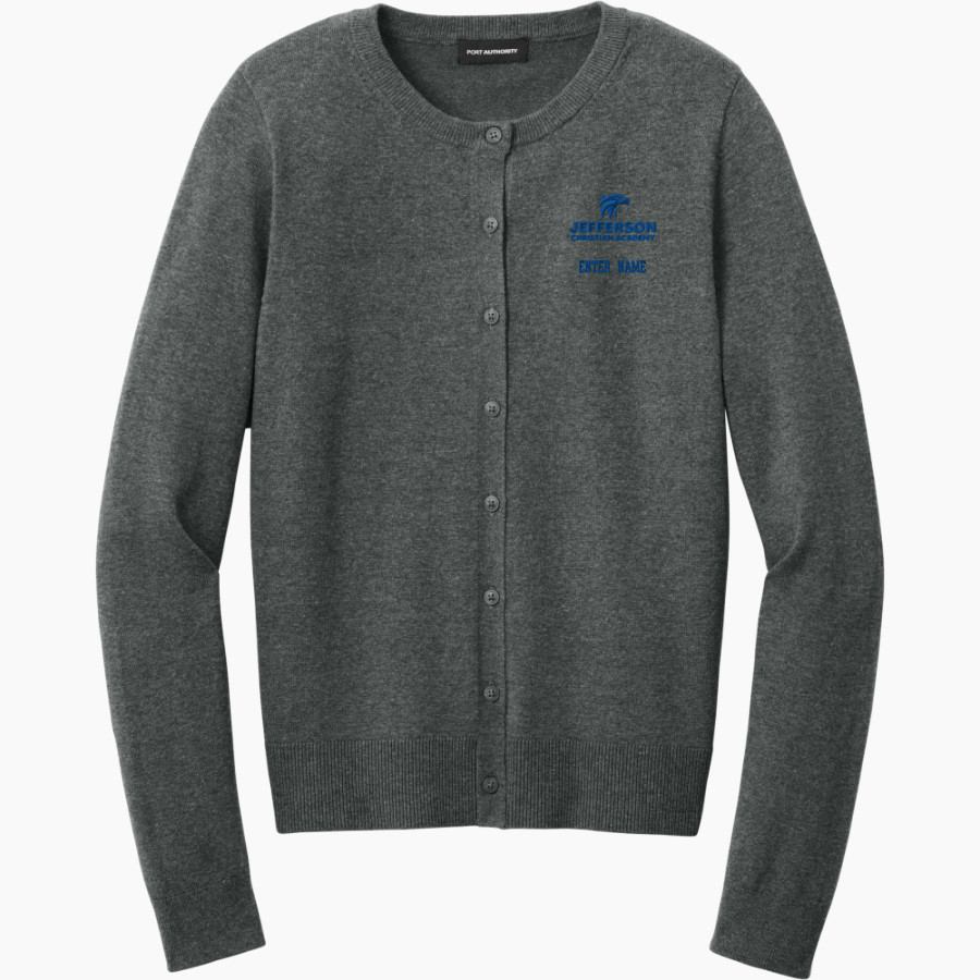 Jefferson Christian Eagles Port Authority Women's Easy Care Crewneck Cardigan Sweater
