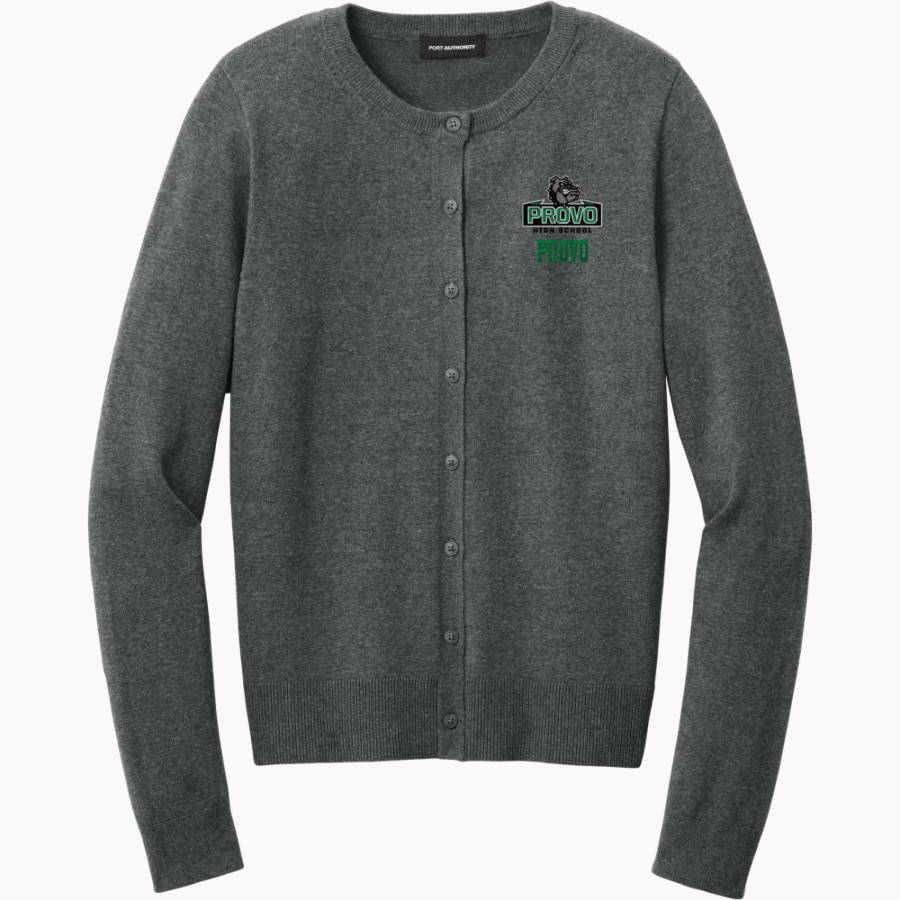 PROVO HIGH SCHOOL BULLDOGS <span class="pdp-name-mascot">PROVO BULLDOGS</span> Port Authority Women's Easy Care Crewneck Cardigan Sweater