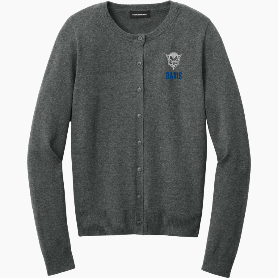 DAVIS SENIOR HIGH SCHOOL BLUE DEVILS <span class="pdp-name-mascot">DAVIS BLUE DEVILS</span> Port Authority Women's Easy Care Crewneck Cardigan Sweater