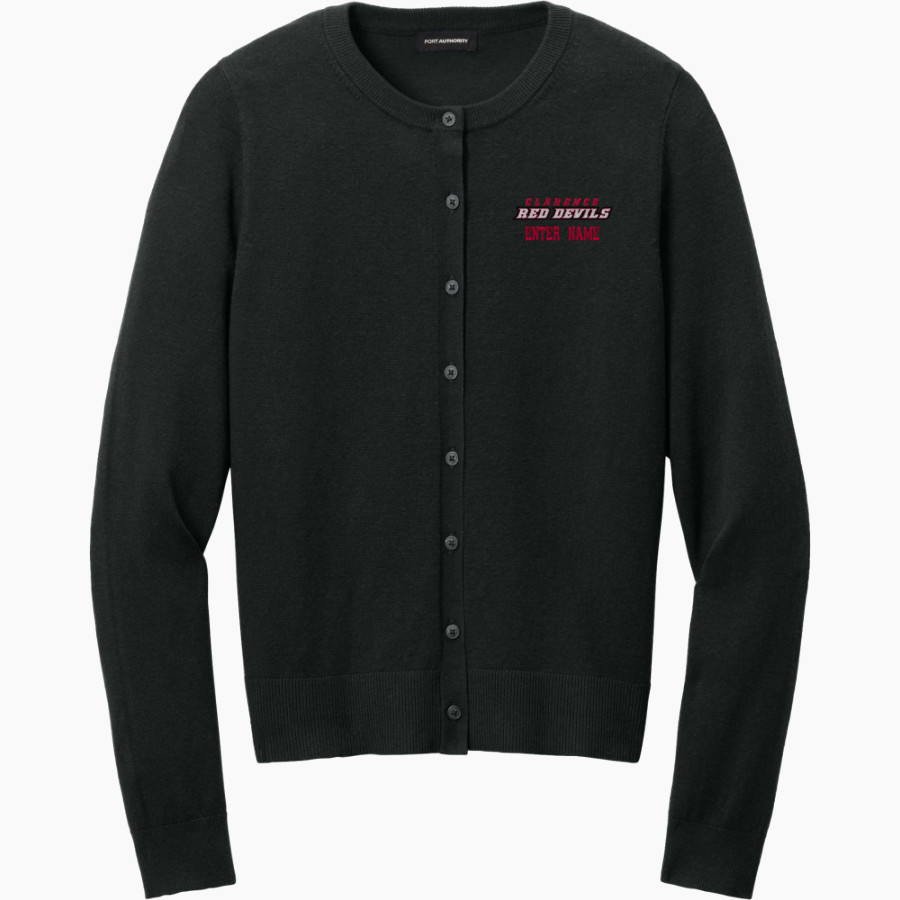 CLARENCE HIGH SCHOOL RED DEVILS <span class="pdp-name-mascot">CLARENCE RED DEVILS</span> Port Authority Women's Easy Care Crewneck Cardigan Sweater