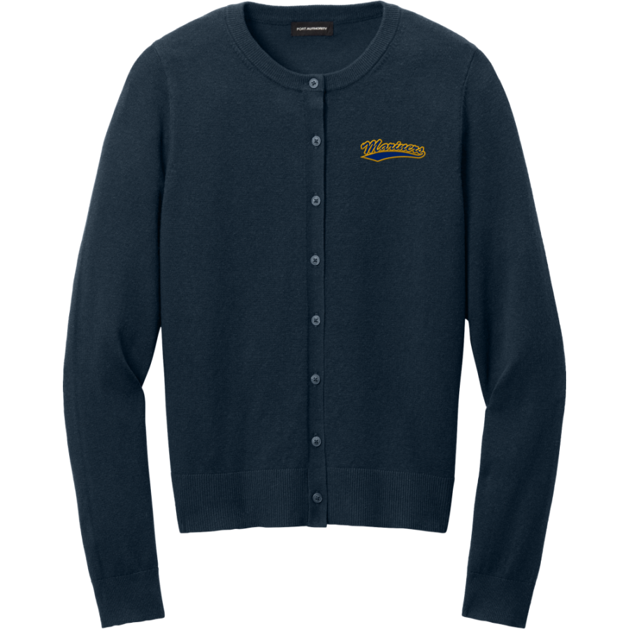 Maine Maritime Academy The Official Online Store <span class="pdp-name-mascot">MMA Mariners</span> Port Authority Women's Easy Care Crewneck Cardigan Sweater