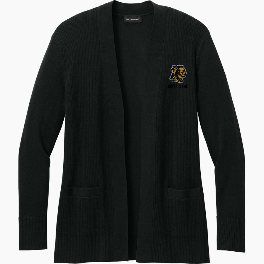 d'IBERVILLE HIGH SCHOOL WARRIORS Port Authority Women's Easy Care Open-Front Cardigan Sweater