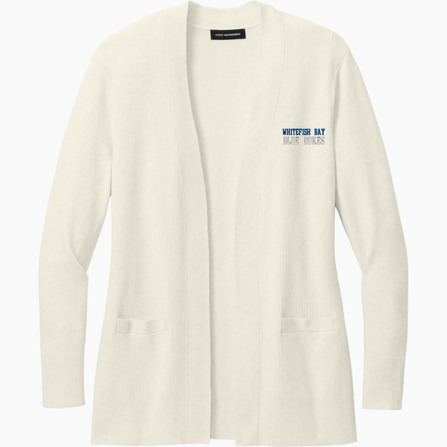 Whitefish Bay Blue Dukes Port Authority Women's Easy Care Open-Front Cardigan Sweater