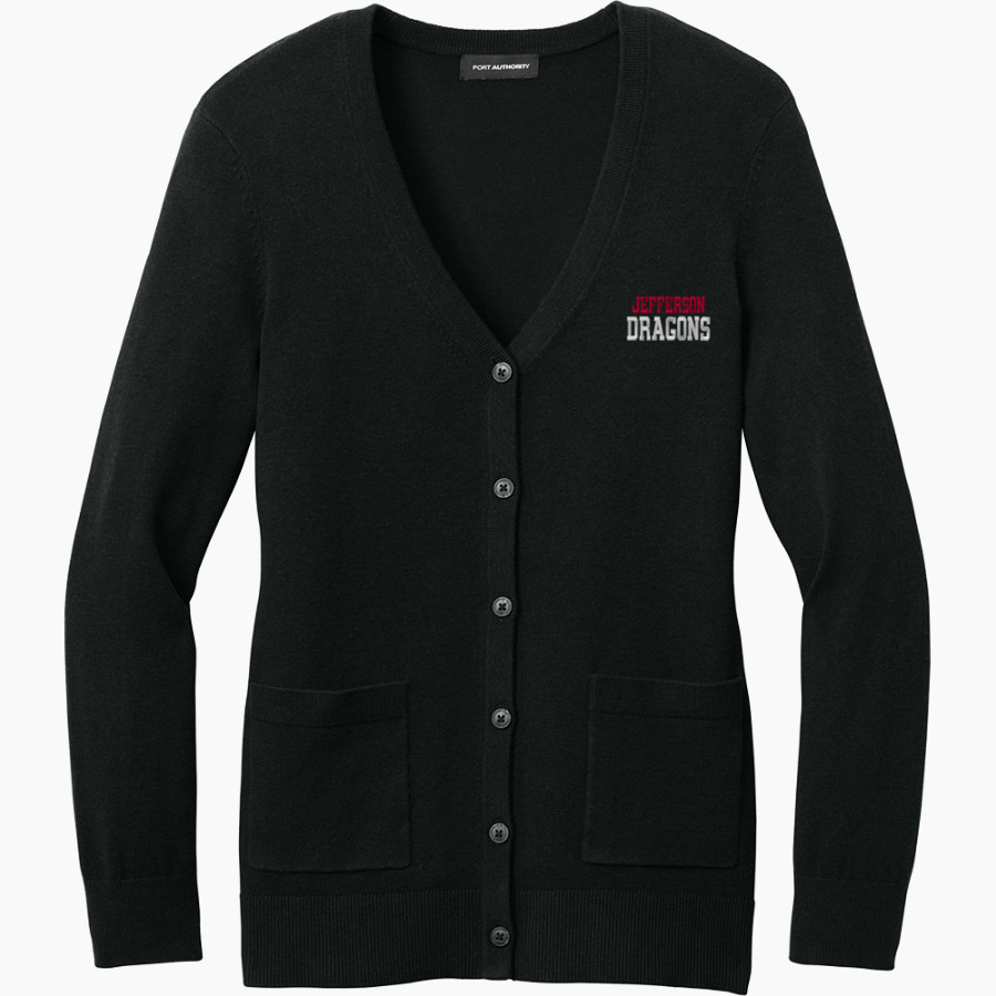 Jefferson Dragons Port Authority Women's Easy Care Button-Up Cardigan Sweater