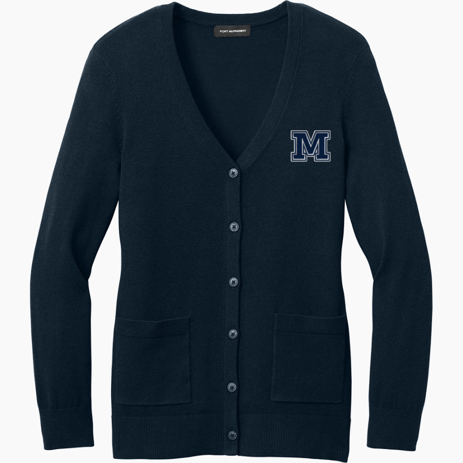 Merrill Mustangs Port Authority Women's Easy Care Button-Up Cardigan Sweater