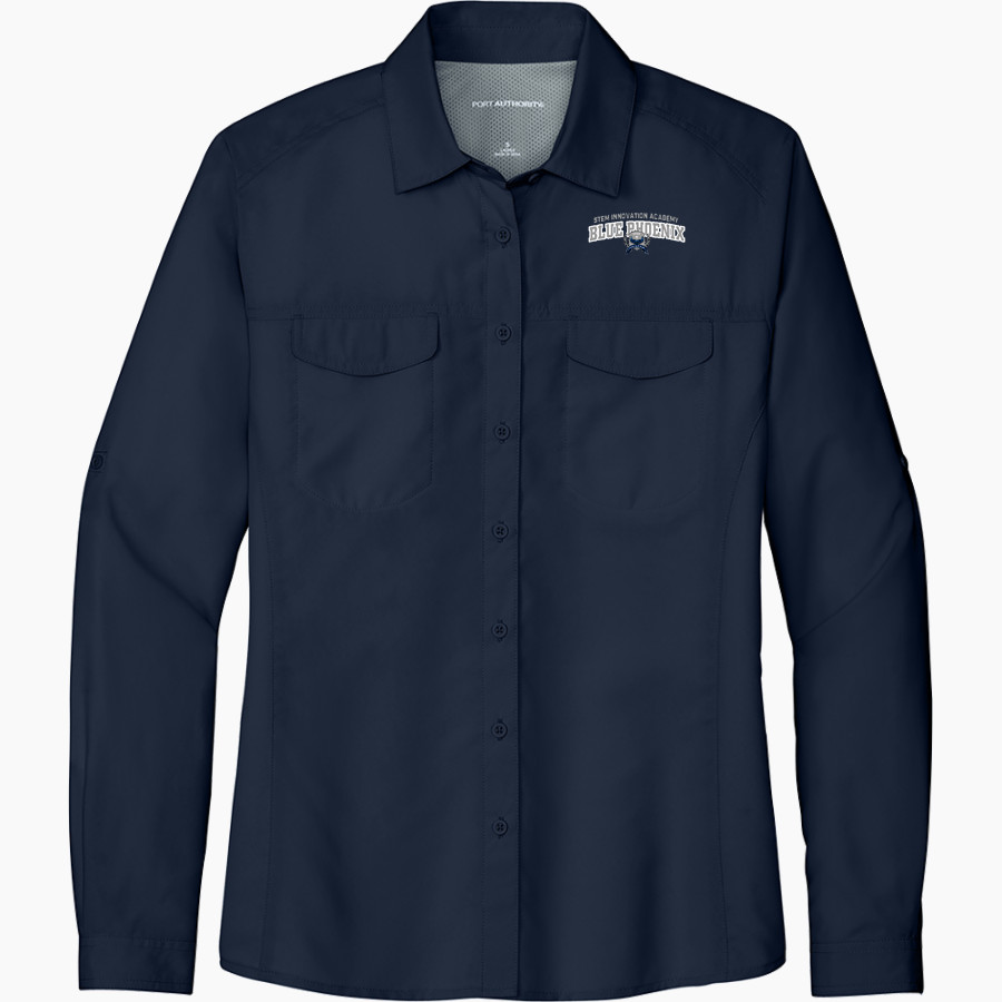 STEM Innovation Academy of the Oranges we rise together <span class="pdp-name-mascot">STEM Phoenix</span> Port Authority Women's UV Daybreak Long-Sleeve Shirt