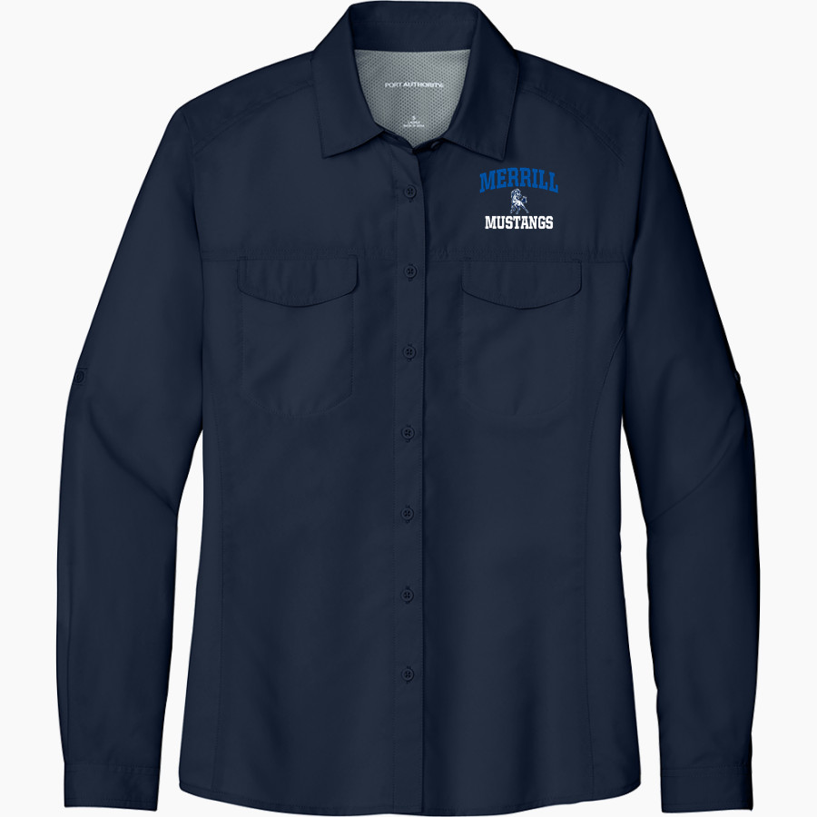Merrill Mustangs Port Authority Women's UV Daybreak Long-Sleeve Shirt