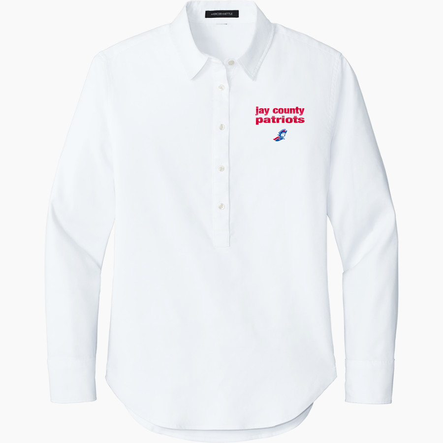 JAY COUNTY HIGH SCHOOL PATRIOTS Mercer+Mettle Women's Long Sleeve Modern Oxford Shirt