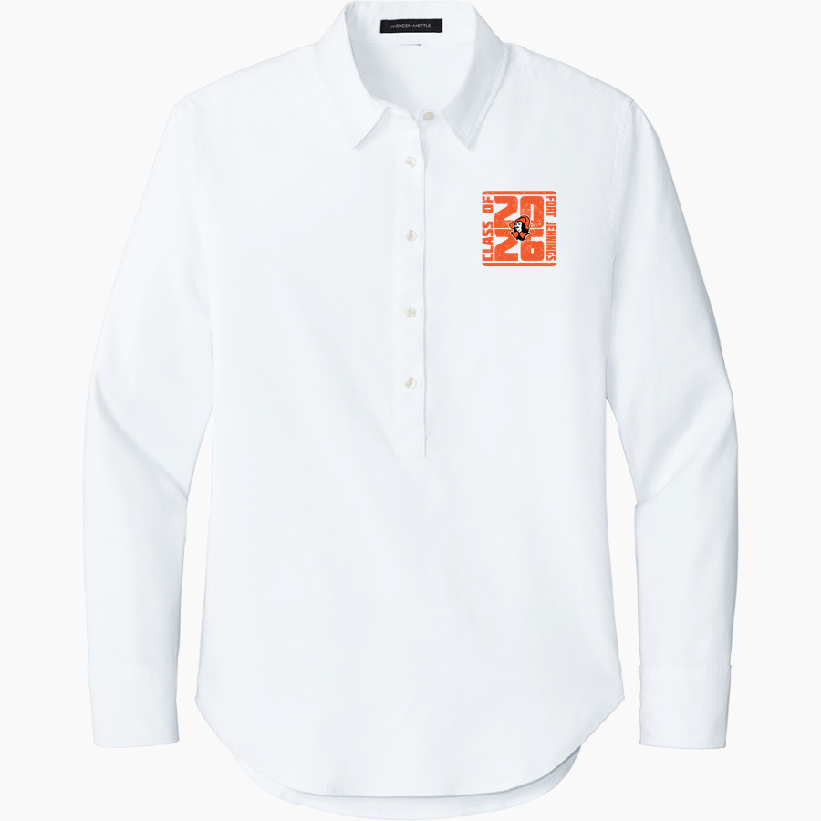 FORT JENNINGS HIGH SCHOOL MUSKETEERS Mercer+Mettle Women's Long Sleeve Modern Oxford Shirt