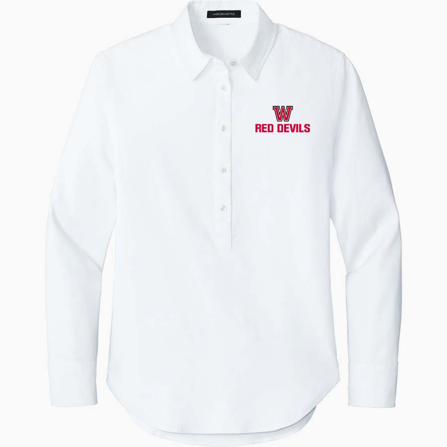 WILLISTON HIGH SCHOOL RED DEVILS Mercer+Mettle Women's Long Sleeve Modern Oxford Shirt