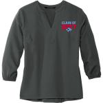 CROW HIGH SCHOOL Cougars Online Store <span class="pdp-name-mascot">CROW COUGARS</span> Mercer+Mettle Women's Stretch Crepe 3/4-Sleeve Blouse Front Thumbnail