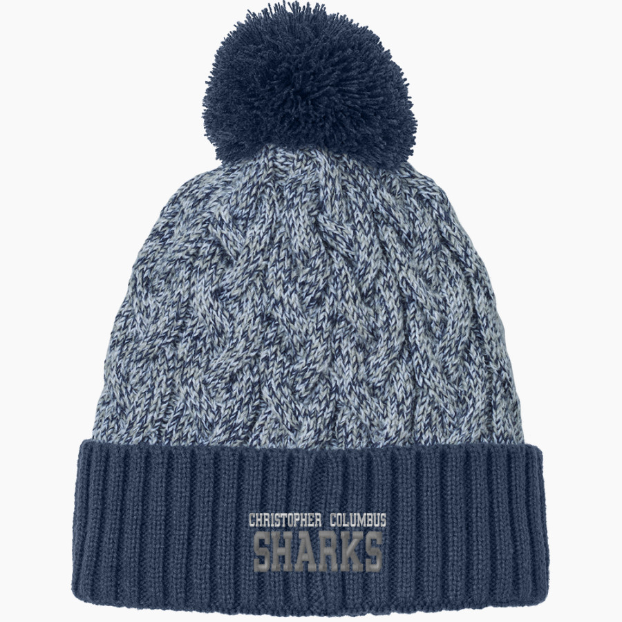 CHRISTOPHER COLUMBUS HIGH SCHOOL SHARKS <span class="pdp-name-mascot">CHRISTOPHER COLUMBUS SHARKS</span> New Era Marled Knit Pom Beanie