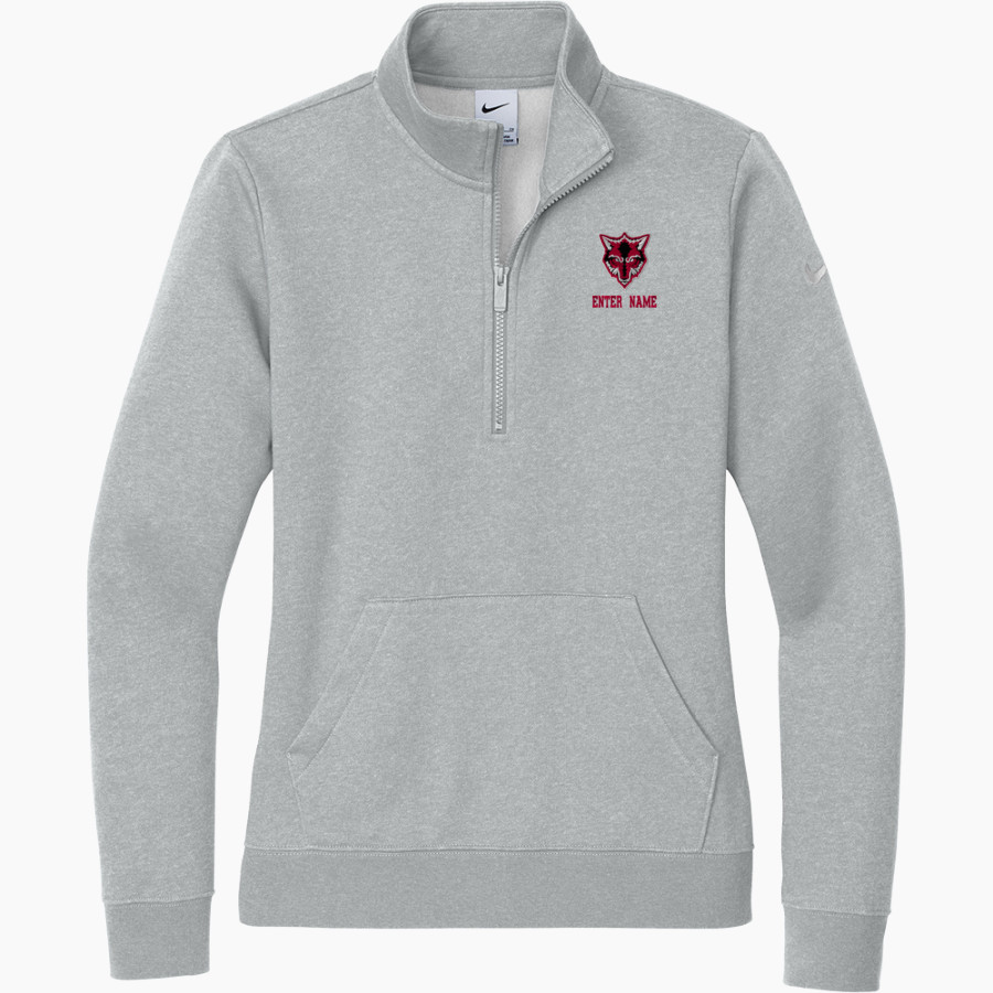 VANOSS HIGH SCHOOL WOLVES <span class="pdp-name-mascot">VANOSS WOLVES</span> Nike Women's Club Fleece Sleeve Swoosh 1/2-Zip Pullover