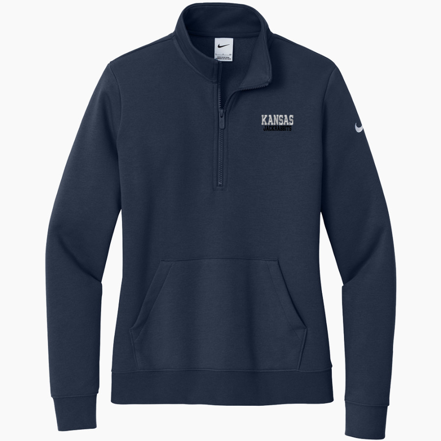 Kansas Jackrabbits <span class="pdp-name-mascot">Kansas School Jackrabbits</span> Nike Women's Club Fleece Sleeve Swoosh 1/2-Zip Pullover