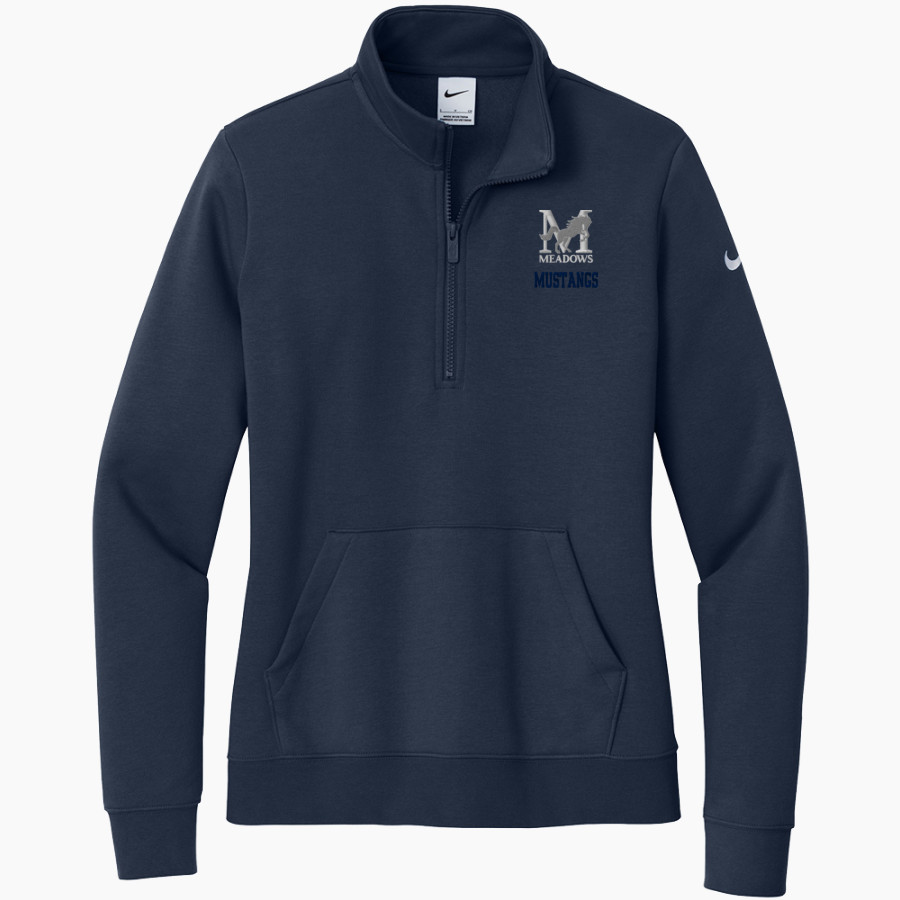 Meadows School The Official Store of the Mustangs <span class="pdp-name-mascot">Meadows School Mustangs</span> Nike Women's Club Fleece Sleeve Swoosh 1/2-Zip Pullover