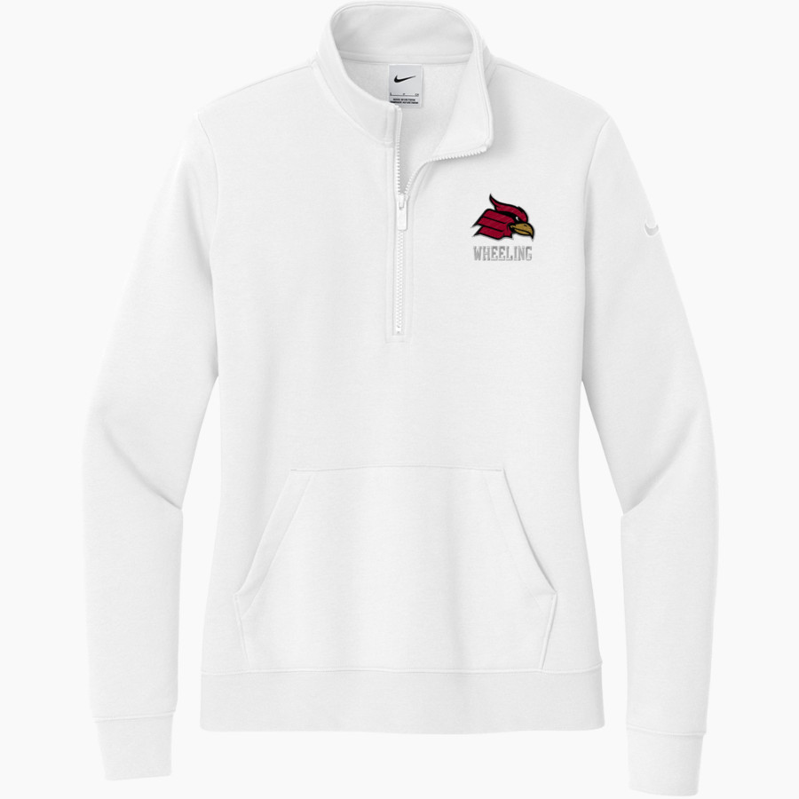 Wheeling University Cardinals Online Store <span class="pdp-name-mascot">Wheeling University Cardinals</span> Nike Women's Club Fleece Sleeve Swoosh 1/2-Zip Pullover