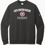 FAITH CHRISTIAN ACADEMY LIONS <span class="pdp-name-mascot">FAITH LIONS</span> Nike Men's Club Fleece Sleeve Swoosh Crewneck Sweatshirt Front Thumbnail