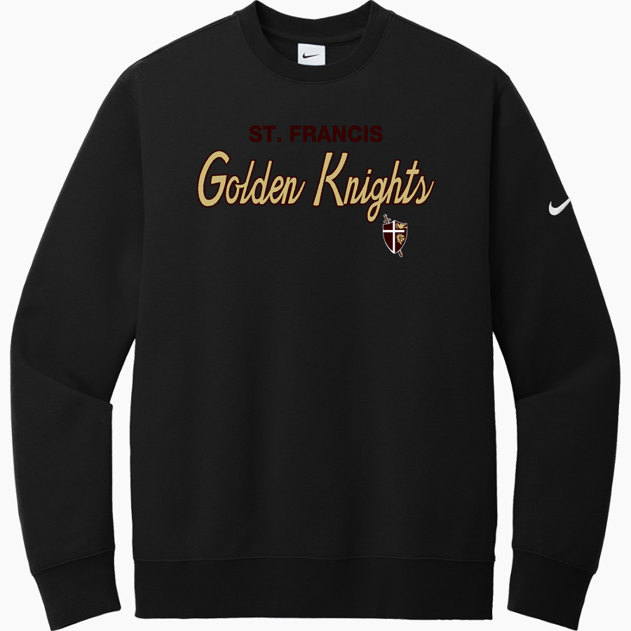 St. FRANCIS HIGH SCHOOL GOLDEN KNIGHTS <span class="pdp-name-mascot">SAINT FRANCIS GOLDEN KNIGHTS</span> Nike Men's Club Fleece Sleeve Swoosh Crewneck Sweatshirt