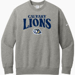 Calvary Lions Nike Men's Club Fleece Sleeve Swoosh Crewneck Sweatshirt Front Thumbnail