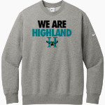 Highland Hawks <span class="pdp-name-mascot">Highland Hawks</span> Nike Men's Club Fleece Sleeve Swoosh Crewneck Sweatshirt Front Thumbnail