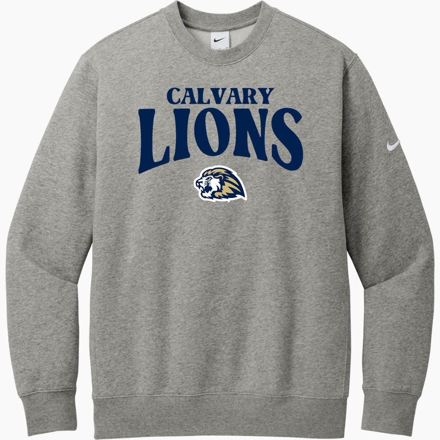 Calvary Lions Nike Men's Club Fleece Sleeve Swoosh Crewneck Sweatshirt